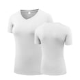 thumbnail image 2 of BRGZLK Quick Dry Short Sleeve T Shirts For Women Casual Fashion Solid Color Elastic V Neck Slim Fit Stretch Blouses Summer Breathable Casual Workout Tops, 2 of 6