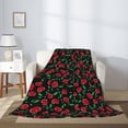 thumbnail image 2 of Rateoe Cherry Pattern Flannel Throw Blanket, Ultra-soft Blanket for Bed, Couch, Car, Hypoallergenic Anti-pilling blanket-60"x50"(Vertical), 2 of 6