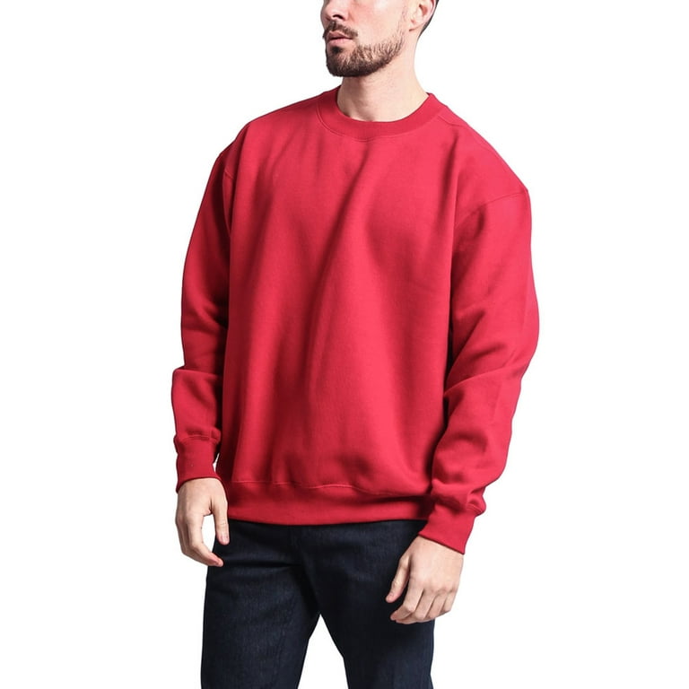 G Style USA Men s Long Sleeve Solid Fleece Crewneck Sweatshirt MSC13126 Red 3X Large