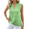 thumbnail image 3 of Dazajoo Women's 2025 Summer Linen Blouses Sleeveless V Neck Tshirts Casual Loose Flowy Dressy Tops for Leggings 90% off Clearance Sale,Green,M, 3 of 7