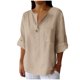 thumbnail image 1 of Vestidos Casuales Para Mujer, Blusas De Mujer De Moda Camisa de lino con cuello en V y bolsillo abotonado para mujer, informal, con escote en V de un cuarto, 1 of 6