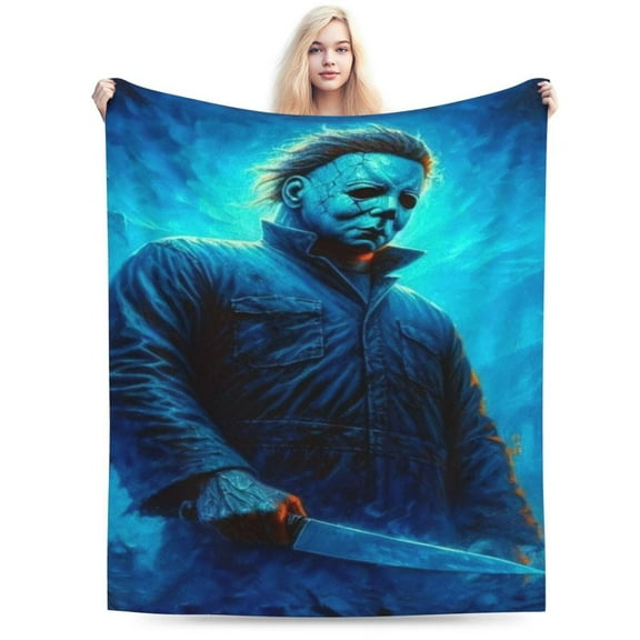 Michael Myers horror movie warm and comfortable flannel printed blanket, suitable for living room bedroom bed sofa, suitable for all seasons 50"X40"