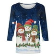 thumbnail image 5 of Ailaofu Womens Christmas Tops 2025 Fashion Xmas Tree Snowflake Snowman Print Shirts Casual 3/4 Sleeve Crew Neck Tunic Blouses, 5 of 5