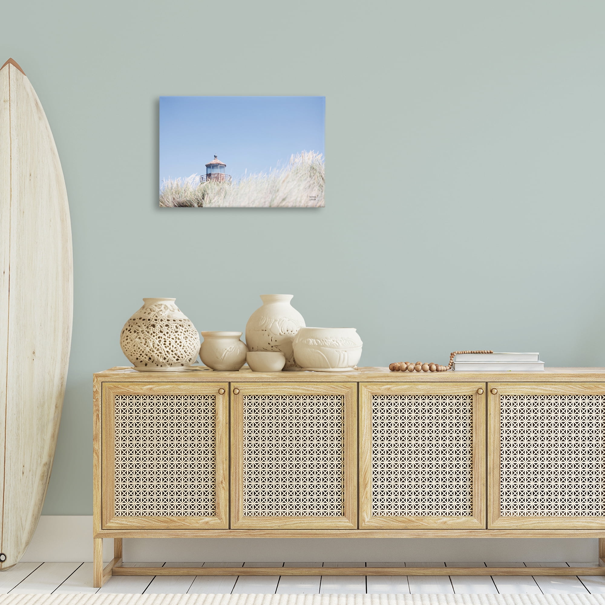 Stupell Industries Peering Over Lighthouse Landscape Photography Gallery Wrapped Canvas Art Print Wall Art, 24 x 16