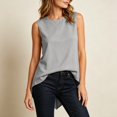 thumbnail image 6 of TKLPEHG Women's High Low Hem Sleeveless Tank Top Round Neck Casual Loose Fit Basic Cami Everyday Summer Layering Top (Gray,XL), 6 of 8