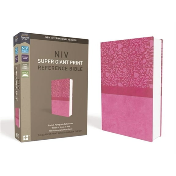 Pre-Owned NIV, Super Giant Print Reference Bible, Giant Print, Imitation Leather, Pink, Red Letter Edition Paperback