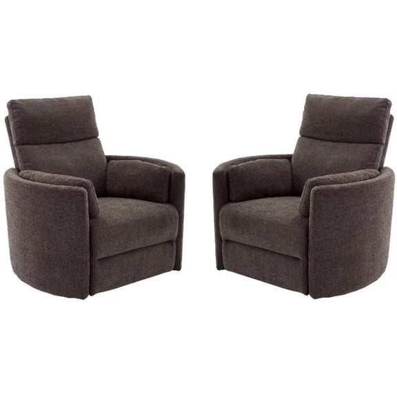 Home Square Polyester Swivel Glider Recliner in Brown - Set of 2