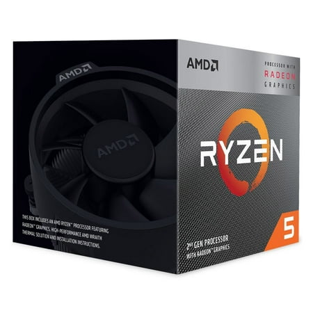 AMD Ryzen 5 3400G 4-core 3.7GHz OC Unlocked Desktop Processor with Wraith Spire, Open Box