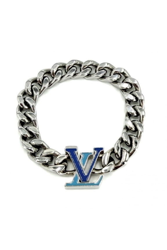 Pre-Owned Louis Vuitton Monogram Bracelet for Men, LV Chain Bracelet, Medium Size, LOUIS...