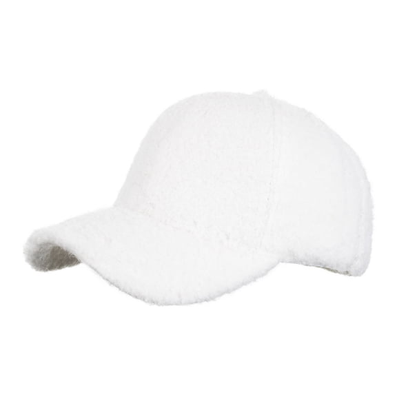ZQUUVOU Women's Suede Baseball Cap Thermal Lined Brimmed Beanie Lightweight Winter Hat Fashion Outdoor Casual White D