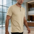 thumbnail image 6 of PNTUTB Summer Tops for Men Button-Down V-Neck T-Shirt Solid-Color Casual Loose Comfortable Breathable Versatile Short-Sleeve T-Shirts, 6 of 7