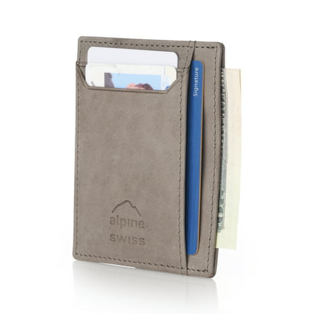 Alpine Swiss RFID Safe Leather Front Pocket Wallet Slim Minimalist Card (Best Leather Minimalist Wallet)
