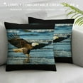 thumbnail image 3 of Orinice Bald Eagle Beach Wildlife Graphic Decorative Cotton Linen Throw Pillow Cover 24x24in, 3 of 5