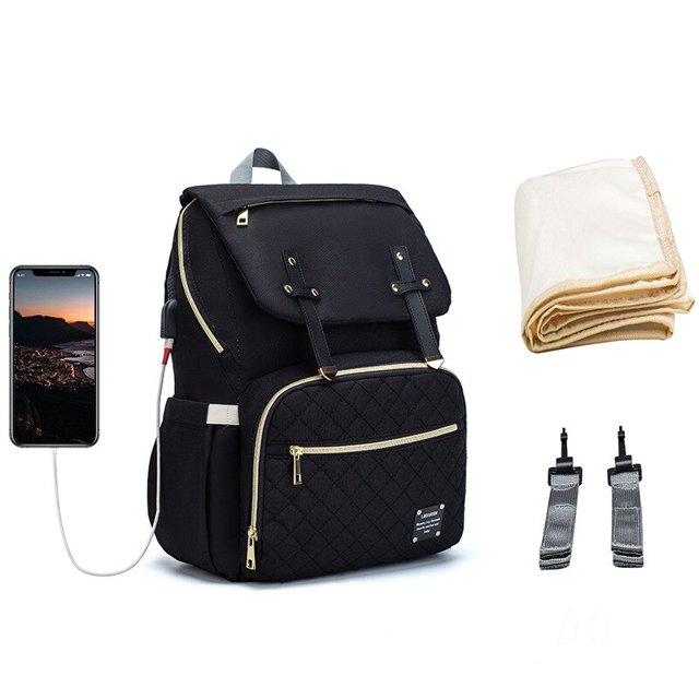 Bolsa de pañales con USB para mamás, mochila de viaje de gran capacidad, de diseño, para el cuidado del bebé