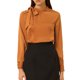 thumbnail image 1 of Camisa de satén elegante de INSPIRE CHIC con lazo para mujeres, blusas de trabajo de oficina marrón rojo XL, 1 of 7