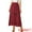 Wine Red, variant on Unique Bargains Women's Long Skirts Elastic Waist Lace Insert A-Line Maxi Skirt