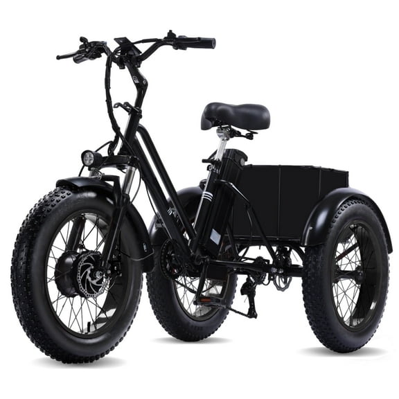 Broobey 500W Electric Tricycle For Adults - 48V 15AH Lithium Battery, 20X4.0 Fat Tire, Large Basket, Brushless Motor, Black