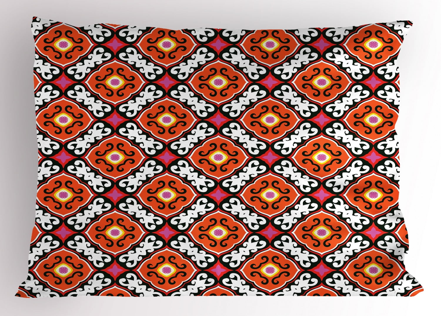 Turkish Pattern Pillow Sham Bold Floral Motifs with Inspirations from