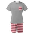 thumbnail image 5 of BXJX Men's Pajama Sets- Crewneck Casual 2-piece Short Sleeve Shirts and Shorts Summer Raglan Sleepwear Red Size M, 5 of 6