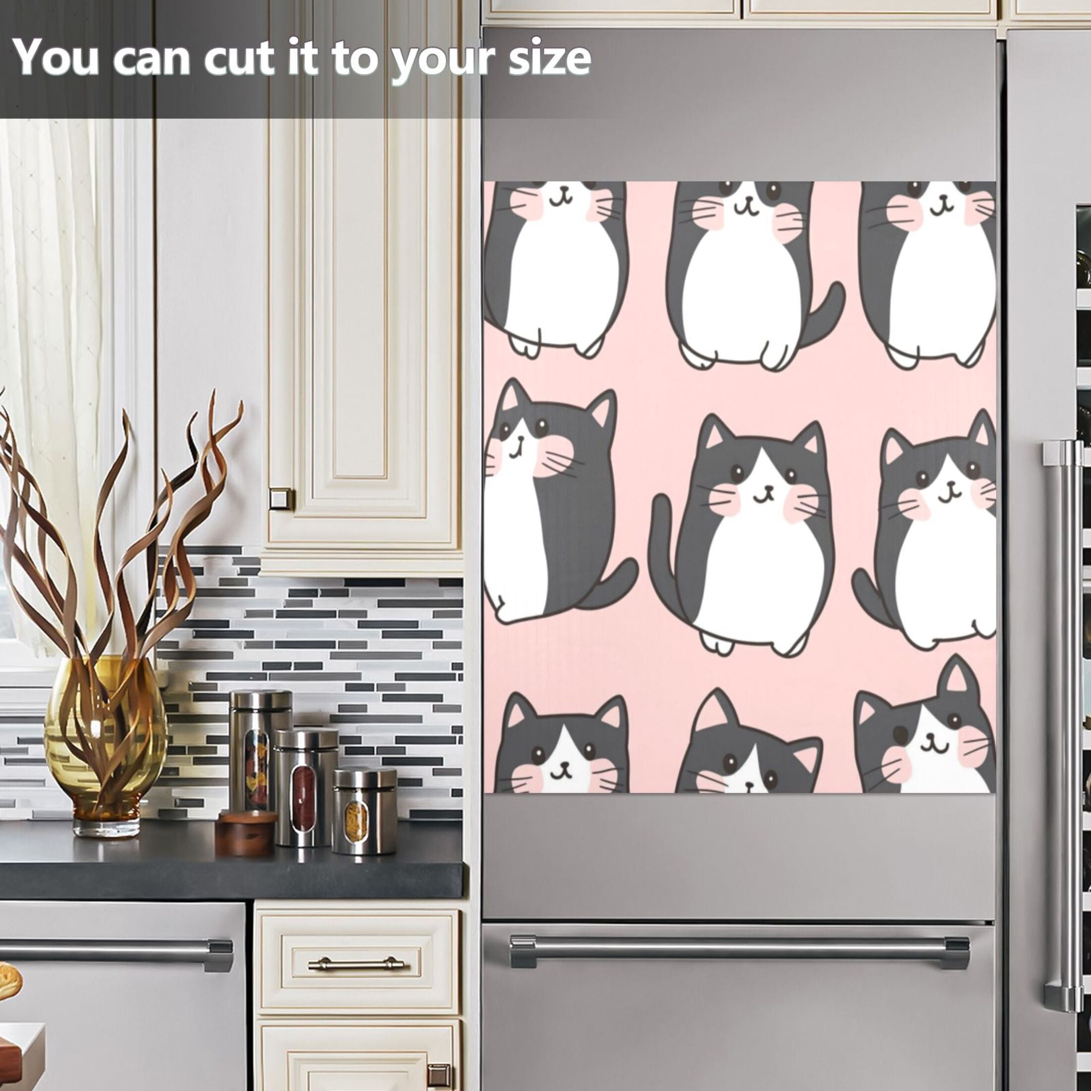 Dishwasher Magnetic Sticker 23x26 Inch Refrigerator Magnetic Sticker Washing Machine Magnetic Sticker Kitchen Panel Magnetic Sticker Home Decor Cute Kitten Seamless