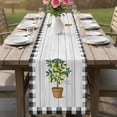thumbnail image 4 of Summer Lemon Table Runner 72 Inches, Potted Plant Black Plaid Vintage Wood Bed Runner Dresser Scarves Tabletop for Indoor Outdoor Parties/Ceremony/Banquet, 16" x 72", 4 of 9