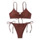 thumbnail image 1 of Conjunto de bikinis de traje de baño para mujer, parte superior de bikinis con cordón y parte inferior lateral con lazo ajustable, conjunto de trajes de baño de dos piezas, 1 of 5