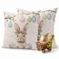 thumbnail image 3 of Easter Decorative Throw Pillow Covers 16x16 Inch Set of 2 Bunny Home Decor Pillow Cases for Couch, Eggs Branch Leaves Beige Cushion Case for Living Room Bedroom Bed Car Chair, 3 of 9