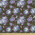 thumbnail image 2 of Purple Fabric by the Yard Upholstery, Ornamental Floral Abstract Illustration of Consecutive Lotus Flowers, Decorative Fabric for DIY and Home Accents, Brown Pale Lavender Mauve by Ambesonne, 2 of 5