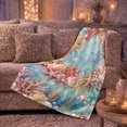 thumbnail image 6 of Whimsical Seashell Coral Reef, Festive autumn celebration Scene, Warm Flannel Blanket for Beach House and Living Room with Detailed Artwork, Art Lovers autumn celebration Gift, Festive Home Decor, 6 of 9