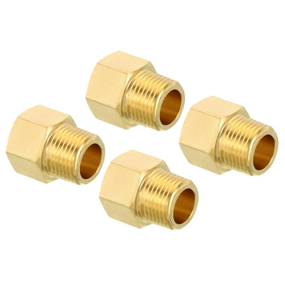 3/8 NPT NPT Male x 3/8 NPT NPT Female Brass Pipe Fitting Hex Reducer Adaptor, 4 Pack
