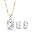 thumbnail image 3 of Rosec Jewels Certified Moissanite Pendant and Earrings Set - D-VS1 Grade - Oval Moissanite Jewelry Set for Women - with Jewelry Box, 14K Yellow Gold, 3 of 7