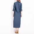 thumbnail image 3 of Robe de Voyage pour Femmes, Robe Décontractée à Manches Longues, Col en V, Ajustée, Mode, Boutonnée, Sexy, en Denim, Taille 3TG, 3 of 6