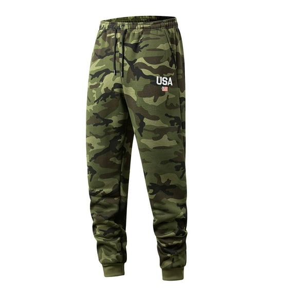 Domuza Camouflage Sweatpants for Men Casual Straight-Leg Drawstring Stretch Waist Joggers Fall Thermal Trendy Lightweight Sweat Pant with Pockets Army Green S