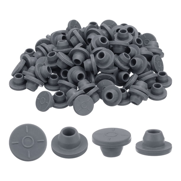 Tapones de goma Uxcell de 7.5mm/0.3" para viales, 200 piezas de tapón de goma butílica tipo hongo para viales de vidrio y frascos de cultivo de líquidos, gris