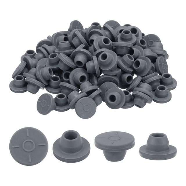 Tapones de goma Uxcell de 7.5mm/0.3" para viales, 200 piezas de tapón de goma butílica tipo hongo para viales de vidrio y frascos de cultivo de líquidos, gris