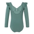 thumbnail image 2 of YONGHS Girls Long Sleeve Ballet Leotard Dance Top Gymnastics Bodysuit Ballerina Romper Team wear Green 9-10, 2 of 7