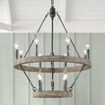 thumbnail image 4 of TOMIYA Pendant Light Black Wagon Wheel Chandelier 12-Light Farmhouse Rustic Wood Modern Round Country Dining Living Room Light Fixtures, 4 of 10