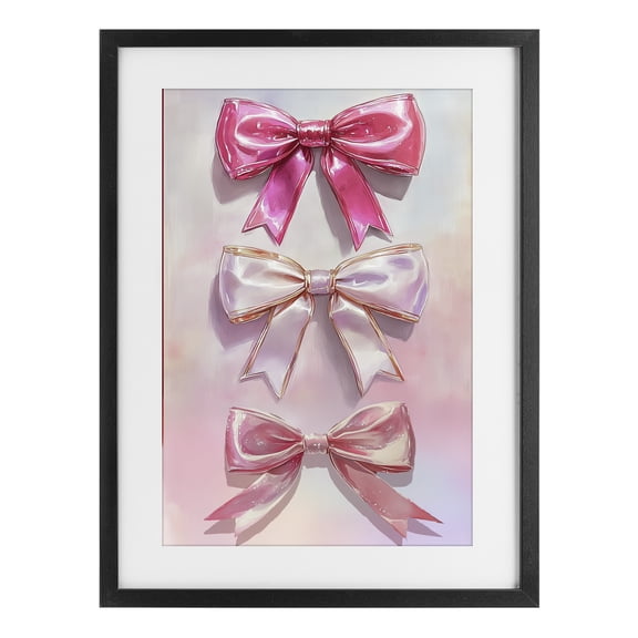 Stupell Industries Shabby Chic Blush And Satin Bows Black Framed Print Under Glass, 14 x 20, by Annabelle Hall