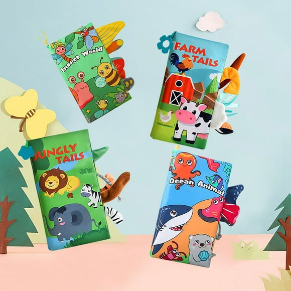 Sentmoon Toy for 6 Year Old Boy 2 Year Old Boy Toys Chewable Tail Cloth Interactive Tearproof Fabric Early Learning Cloth Book Soft Tail Fabric Story Book Christmas Toys for Kids
