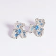 thumbnail image 2 of Elegant Women Flower Earrings for Women Sterling Silver Blue Stud Earrings Dainty CZ Simulated Blue Diamond Earrings for Women Mixed Cut Bridal Earrings Wedding Earrings, 2 of 5