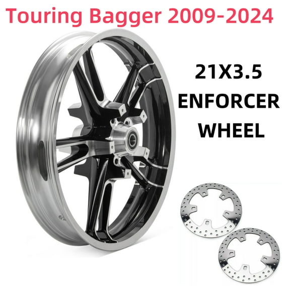 21X3.5 Front Enforcer Wheel Rotors Disc For Harley Road King FLHR Street Glide FLHX 2009-2024 Touring Bagger Electra Glide FLHT EFI FLHTCI 09-2022 Road Glide FLTRX 2010-2024 Ultra Limited FLHTK