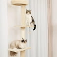 thumbnail image 5 of Demi Bonn Cat Tree Tower Interactive Adjustable 90"-108" Tall, 5-Tier Floor to Ceiling Cat Tower for Indoor Cats, Beige, 5 of 10
