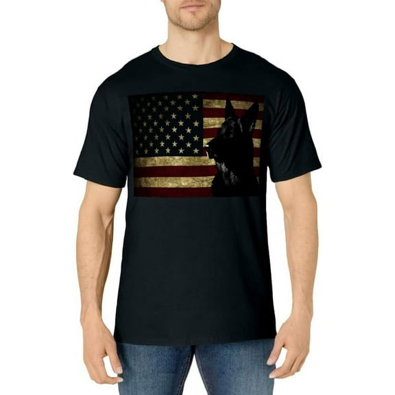 Black German Shepherd shirt American Flag 4th July GSD Dog T-Shirt