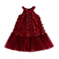 thumbnail image 2 of BLTIBY Girls Halter Tulle Dresses Sleeveless 3D Butterflies A Line Tutu Dress Summer Elegant Pageant Birthday Party Gowns Red 7-8 Years, 2 of 5