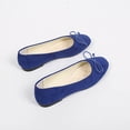 thumbnail image 4 of Womens Faux Suede Ballet Flats with Bow - Blue Slip On Loafers Comfortable Casual Work Shoes,Size 9.5, 4 of 6
