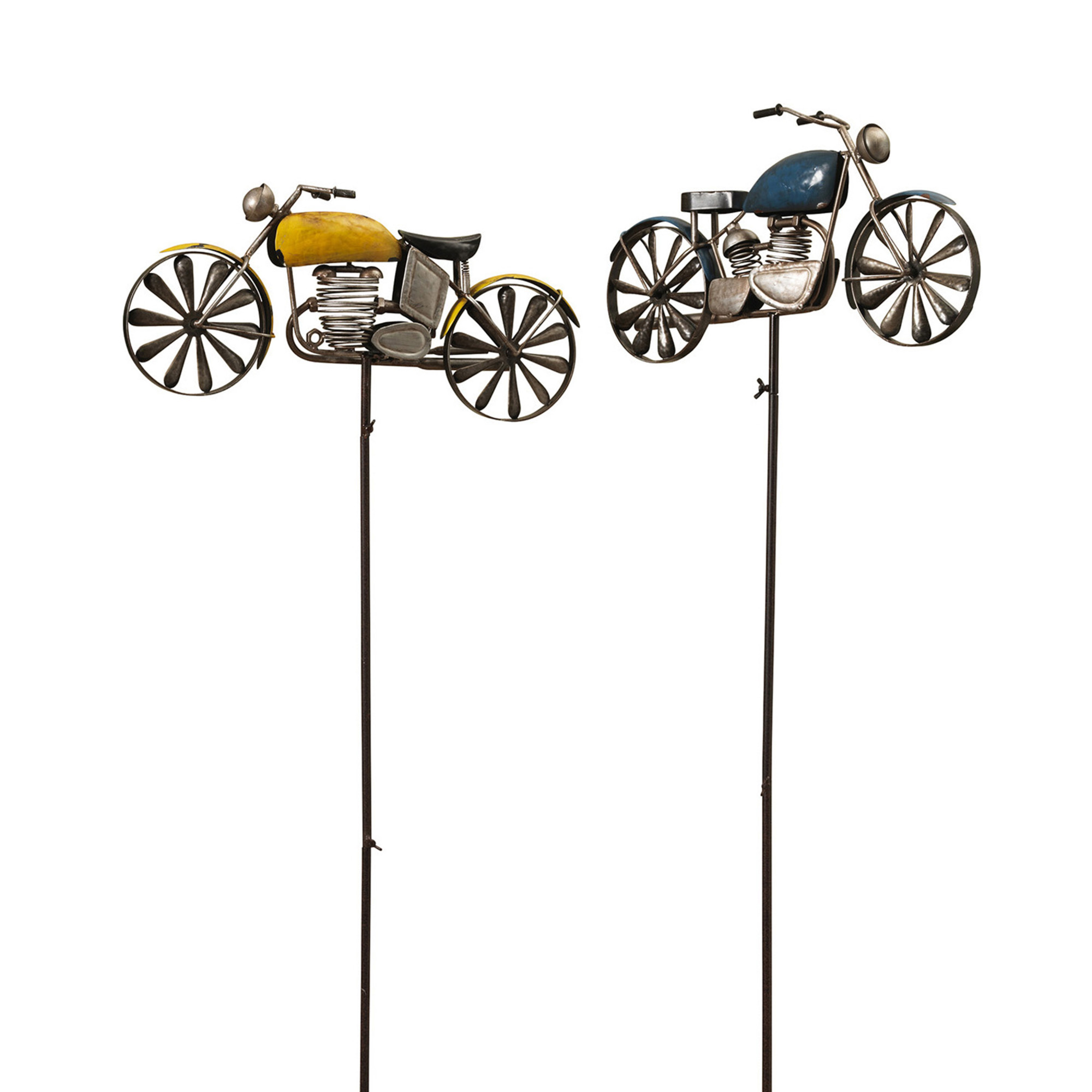 Set of Two 63" Inch High Motorcycle Spinner Stakes