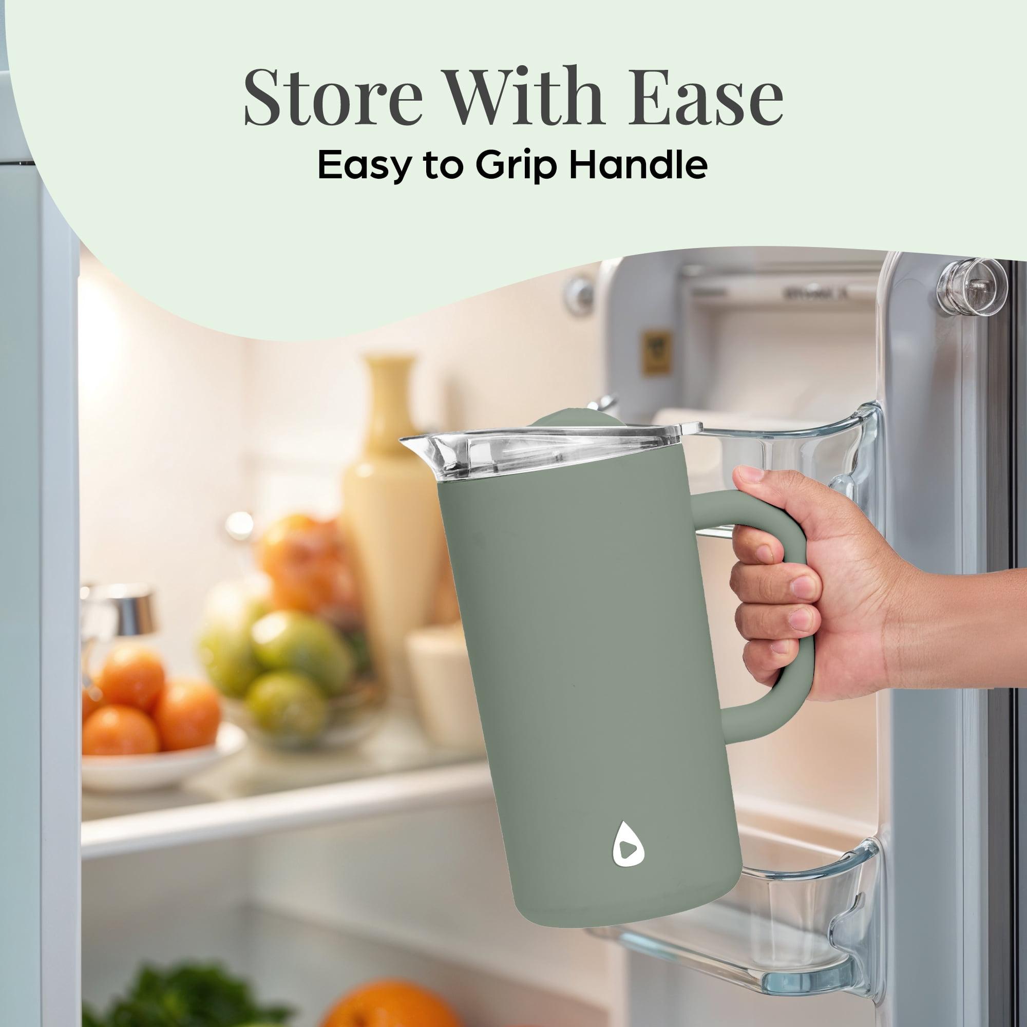 Stainless Steel Insulated Pitcher With Lid - 67oz Double Walled Vacuum Insulated Pitcher For Cold Drinks