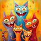 thumbnail image 1 of Cuadro de Diamantes Btafrte Grupo Gatos Dibujos Animados 30*30CM, 1 of 9