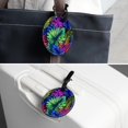 thumbnail image 7 of 2Pcs Leather Round Tropical Leaves Cruise Luggage Tag with Privacy Cover and Name ID Tag - Suitable for Travel Handbags Backpacks School Bags Luggage Tags, 7 of 7