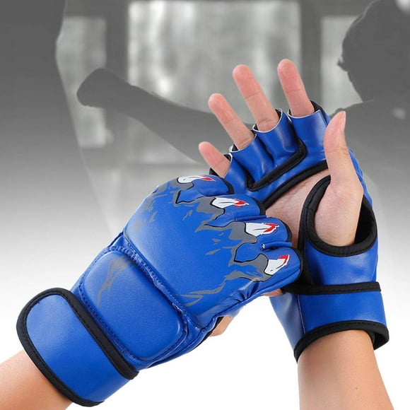 Gants de Boxe Respirants Équipement de Protection pour Hommes Palm Boxe Femmes Sac de Frappe Griffe de Sparring Tigre et Bleu